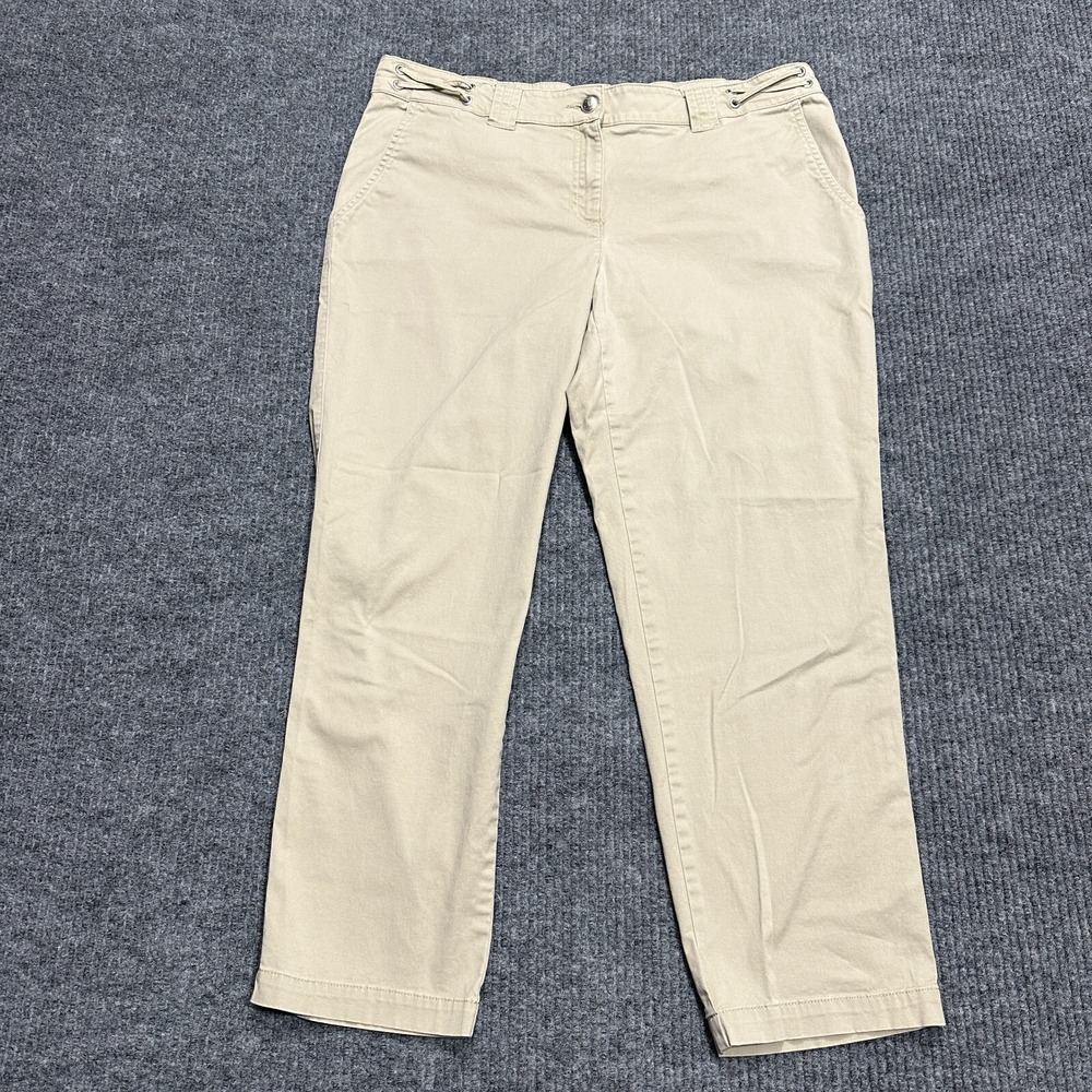 Nautica Womens Ankle Pants Size 12 Beige Chino Cotton Stretch Casual Mid Rise